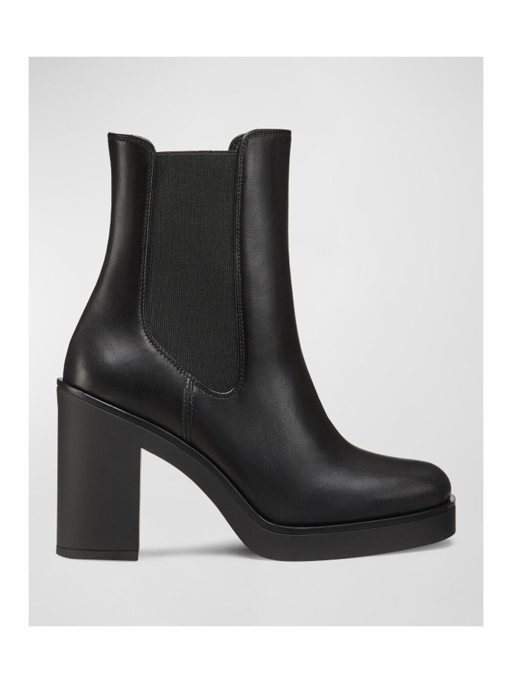 $700 STUART WEITZMAN BETHENNY CHELSEA LEATHER PLATFORM BOOTIES BLACK 8.5 (PD28)